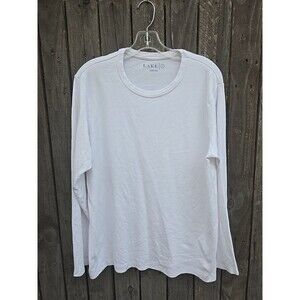 LAKE Pima Cotton Pajama Top Mens LARGE Blue Long Sleeve Sleep Shirt Lounge